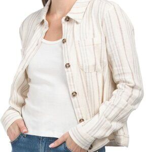 NWT Cable & Gauge STUDIO Women's Linen Trucker Jacket Size S